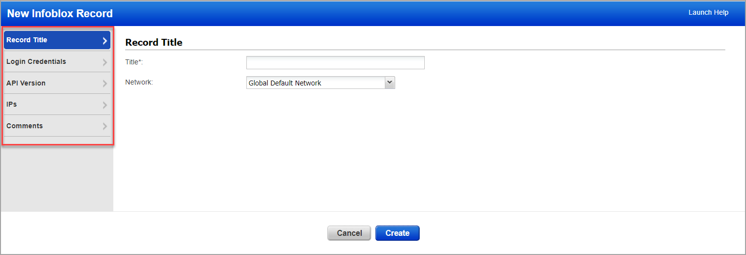 New Infoblox Record