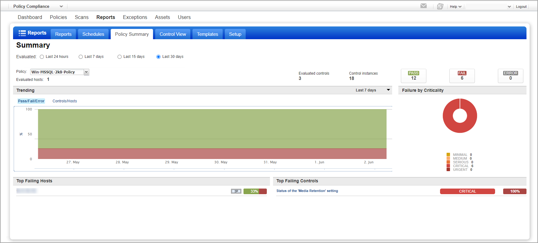 Policy Summary tab