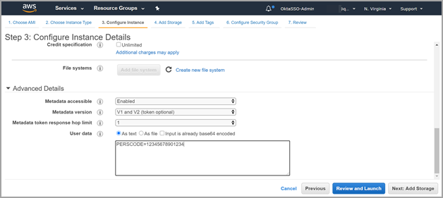 Personalization code in User data field in AMI settings in AWS